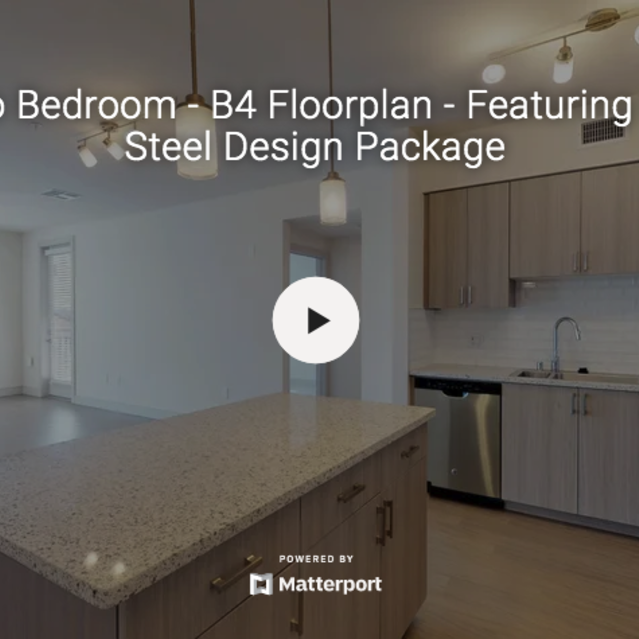 808 West - B4 floor plan featuring two bedrooms and the Steel Design Package